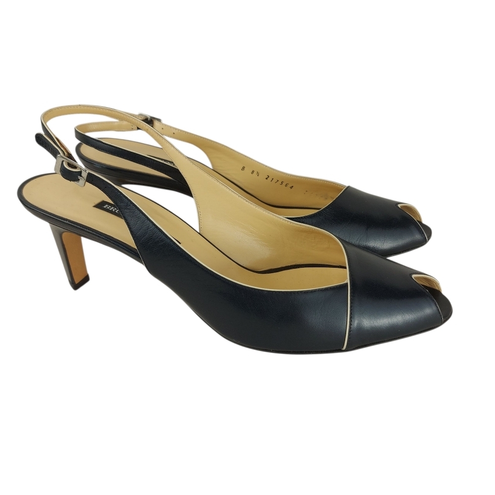 Classic Black Slingback Peep-Toe Heels